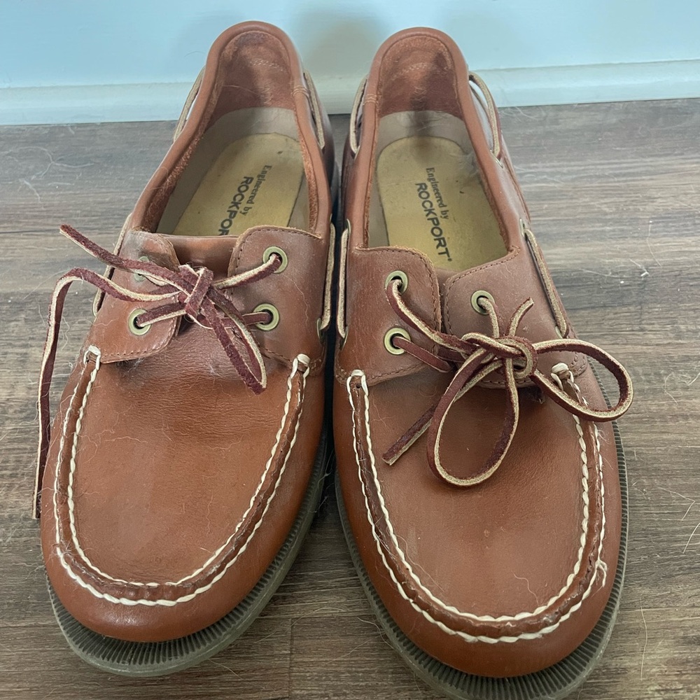 Rockport Men's Tan Leather Boat Shoes